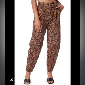 LITA BY CIARA ANIMAL PRINT HIGH WAIST LEATHER TROUSERS  PANTS NWT Size 28